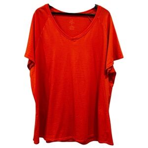 Woolx Mia V Neck Short Sleeve Tee Shirt Merino Wool Blend Orange 2X Active